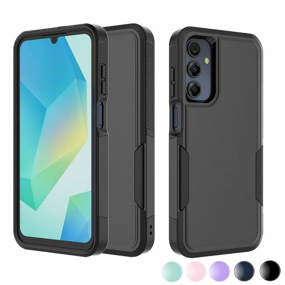 For Samsung Galaxy A03S A13 A14 A15 A16 A23 A32 A35 A53 A54 5G Case,Njjex 2 in 1 PC Phone Case ,Rubber & Rugged Shockproof Full Body Protection Case Cover-Black