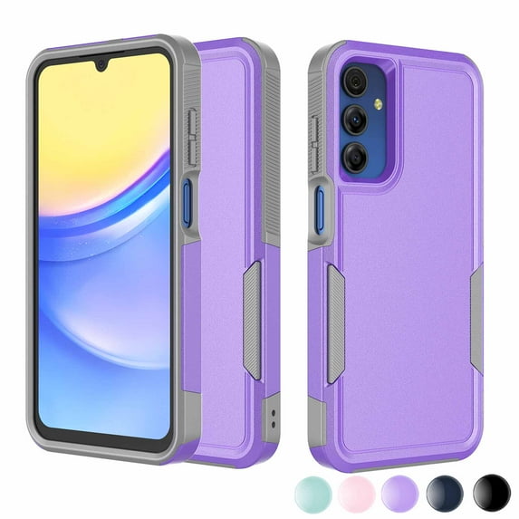 For Samsung Galaxy A03S A13 A14 A15 A16 A23 A32 A35 A53 A54 5G Case,Njjex 2 in 1 PC Phone Case ,Rubber & Rugged Shockproof Full Body Protection Case Cover-Purple