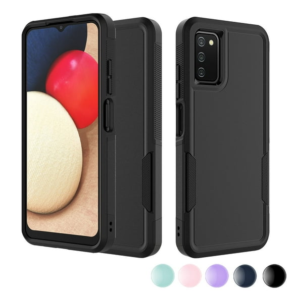For Samsung Galaxy A03S A13 A14 A23 A32 A34 A53 A54 5G Case,Njjex 2 in 1 PC Phone Case ,Rubber & Rugged Shockproof Full Body Protection Case Cover-Black