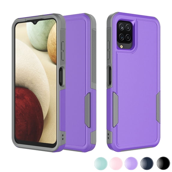For Samsung Galaxy A03S A13 A14 A23 A32 A34 A53 A54 5G Case,Njjex 2 in 1 PC Phone Case ,Rubber & Rugged Shockproof Full Body Protection Case Cover-Purple