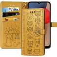 thumbnail image 1 of Samsung Galaxy A03S Cartoon Girl Wallet Case,Cat Dog Style Flip Phone Cover with ID Card Holder & Kickstand PU Leather Magnetic Clasp Cases for Samsung Galaxy A03S MG Yellow, 1 of 14