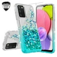 thumbnail image 1 of Samsung Galaxy A03S Case Liquid Quicksand Glitter Cute Phone Case Clear Bling Diamond Shock Protective Cover for Girls Women - Clear/Teal, 1 of 5