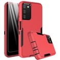 thumbnail image 1 of for Samsung Galaxy A03S Case, with Tempered Glass Screen Protector, Dust Proof Port Cover, Full Body Protection Rubber Cover Phone Case for Samsung Galaxy A03S/A02S, Black/Red, 1 of 16