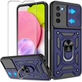 thumbnail image 1 of for Samsung Galaxy A03S Phone Case with HD Screen Protector, Heavy Duty Shockproof with 360° Rotation Metal Kickstand [Military Grade] Protective Case for Samsung Galaxy A03S, Blue, 1 of 14