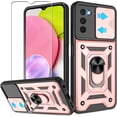 thumbnail image 1 of for Samsung Galaxy A03S Phone Case with HD Screen Protector, Heavy Duty Shockproof with 360° Rotation Metal Kickstand [Military Grade] Protective Case for Samsung Galaxy A03S, Rose Gold, 1 of 14