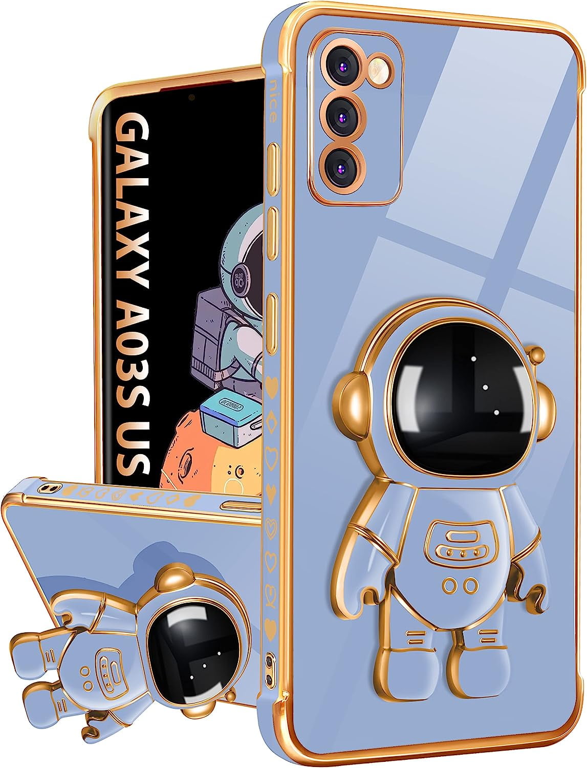 for Samsung Galaxy A03s Case with Astronaut Stand, Women Girls for ...