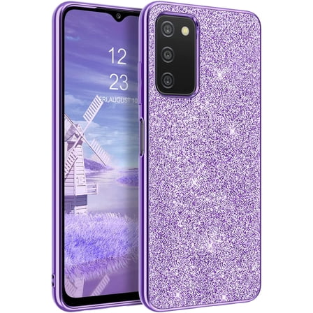Samsung Galaxy A03s Case,Glitter Bling Sparkly Shiny Slim Women Girls Girly Soft TPU Silicone Hybrid Shockproof Protective Phone Cases Cover for Samsung Galaxy A03s 6.5 inch 2021,Purple