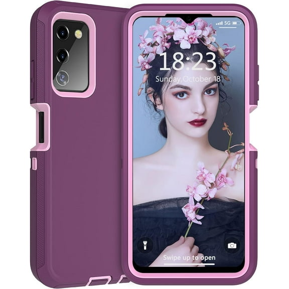 for Samsung Galaxy A03s Case, [Military Grade] Heavy Duty Shockproof Defender Galaxy A03s Case for Women, Rugged Anti-Slip Protective Case Cover for Samsung A03s Purple