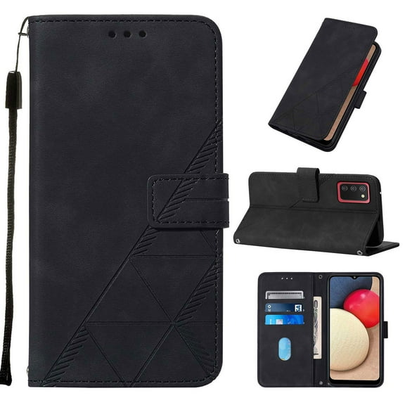 for Samsung Galaxy A03s Case, Wallet Case Cover, Magnetic Stand Flip Protective Cover Retro Leather Flip Case Purse with ID & Credit Card Slots Holder Case for Samsung Galaxy A03s, Black
