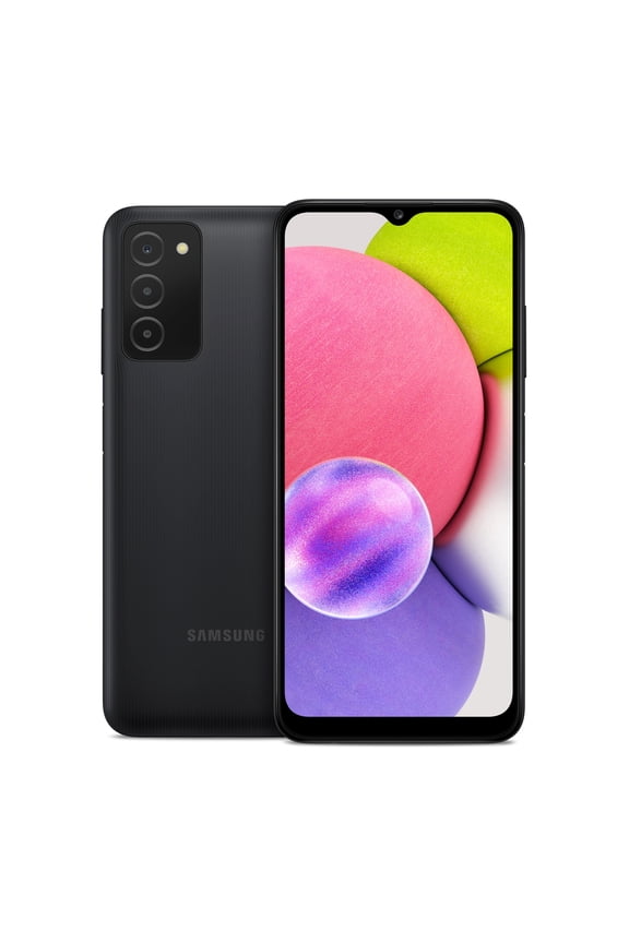 Galaxy A03s Cell Phone, Factory Unlocked Android Smartphone, 32GB, 3 Camera Lenses, Infinity Display Screen, Long Battery Life, Expandable Storage, US Version, Black