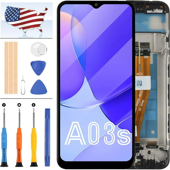 for Samsung Galaxy A03s LCD Screen Replacement for SM-A037F SM-A037F/DS SM-A037M SM-A037G SM-A037U LCD Display Touch Digitizer Glass Panel Assembly Repair Parts Kit with Tools (Small Glass no Frame)