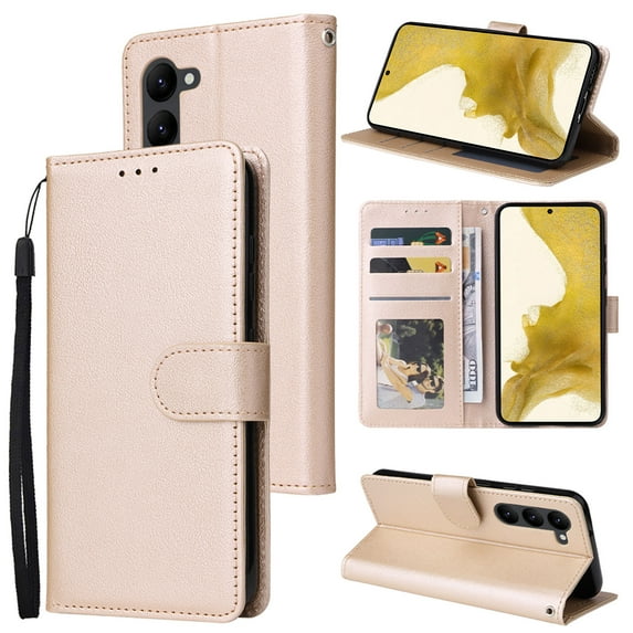 for Samsung Galaxy A03s PU Leather Case | Wallet Phone Case with Card Holder | Flip Folio Case/Cover with Stand | Compatible with Samsung Galaxy A03s 6.5 Inch, Gold