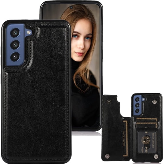 for Samsung Galaxy A04S/A13 5G Wallet Case with Card Holder, Galaxy A04S Case Minimalist Luxury PU Leather Magnetic Closure Kickstand Case Cover for Samsung Galaxy A13 5G Black-SK