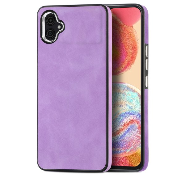for Samsung Galaxy A04e Case, Soft TPU and PU Leather Cover Case, Business Anti-Vibration Anti-Slip Ultralight Luxury Vintage Phone Case Cover for Samsung Galaxy A04e for Men Women, Purple