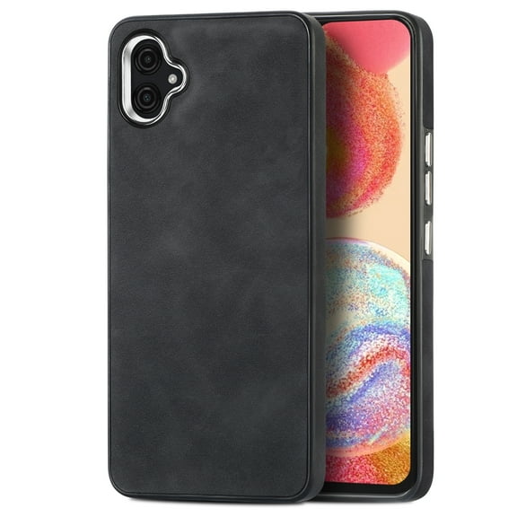 for Samsung Galaxy A04e Case, Soft TPU and PU Leather Cover Case, Business Anti-Vibration Anti-Slip Ultralight Luxury Vintage Phone Case Cover for Samsung Galaxy A04e for Men Women, Black