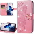 thumbnail image 1 of for Samsung Galaxy A05 Wallet Case for Women Girls, Embossed Floral Butterfly PU Leather Folio Flip Case Cover with Card Slot Holder for Samsung A05 Rhinestone Pink, 1 of 18