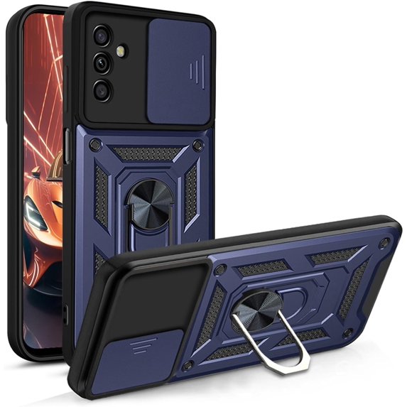 for Samsung Galaxy A05s 4G Case with Slide Camera Cover for Men, Military Grade Drop Phone Cover Case with Rotate Ring Kickstand for Samsung Galaxy A05s 4G SJ Blue