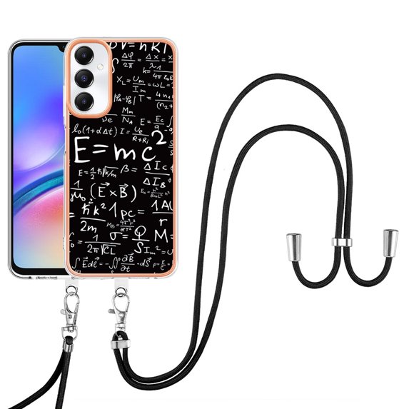 for Samsung Galaxy A05s Crossbody Strap Phone Case, Anti-Fall Pattern Clear Design Transparent Soft & Flexible TPU Drop and Shockproof Protective Cover with Adjustable Nylon Neck Strap, Equation