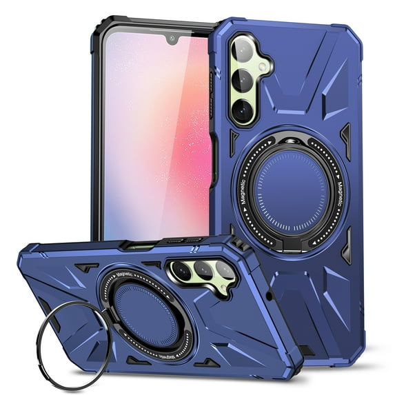 for Samsung Galaxy A05s Hybrid Back Case, Luxury 360 Degree Rotating Magnetic Bracket TPU+PC Shock-Absorbing Support Magnetic Car Mount Phone Case Cover for Samsung Galaxy A05s - Blue