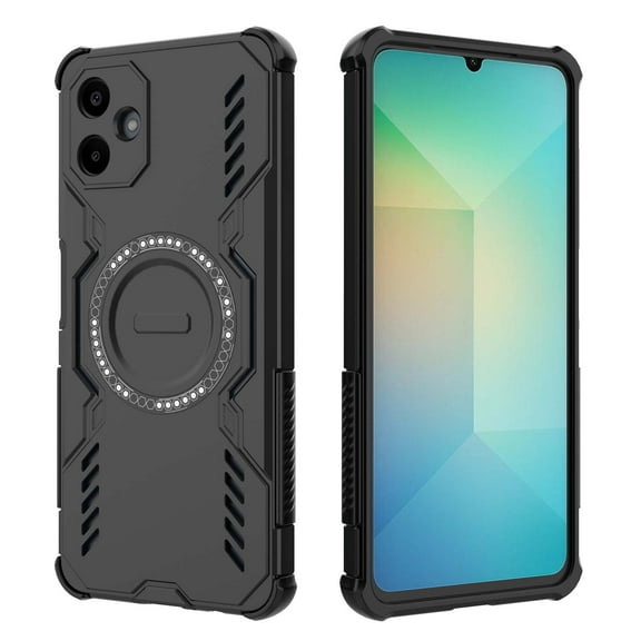 For Samsung Galaxy A06 Magnetic Phone Case,Military-Grade Drop Protection,Compatible with Mag-Safe,Heavy Duty Tough Rugged Shockproof Dropproof Grip Armored Slim Phone Case Cover,Black
