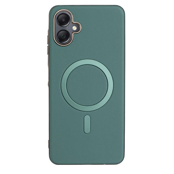 for Samsung Galaxy A06 Strong Magnetic Case Compatible with Mag-Safe, Luxury Elegant PU Leather TPU Bumper Shockproof Protective Slim Magnetic Phone Cover for Samsung Galaxy A06, Green