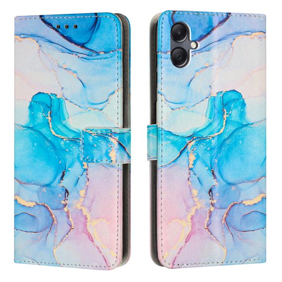 for Samsung Galaxy A06 Wallet Case for Women Girls, Marble Pattern PU Leather Flip Cover with Card Holder Kickstand Strap, Shockproof Protective Phone Case for Samsung Galaxy A06, Green
