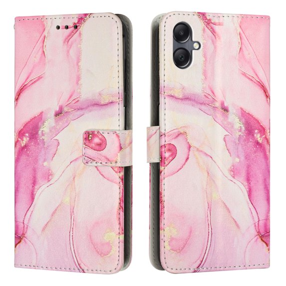 for Samsung Galaxy A06 Wallet Case for Women Girls, Marble Pattern PU Leather Flip Cover with Card Holder Kickstand Strap, Shockproof Protective Phone Case for Samsung Galaxy A06, Rosegold