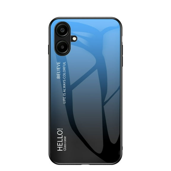 for Samsung Galaxy A07 Case,Tempered Glass Gradient Color Pattern + TPU Frame Hybrid Slim case for Samsung Galaxy A07, Case Anti-Scratch Anti-Drop Anti-fingerprint, Blue