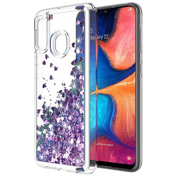 Samsung Galaxy A10E Case, KAESAR Quicksand Glitter Sparkly Bling Liquid Shiny Clear Soft TPU Bumper Protective Cover for Samsung Galaxy A10E (Purple)