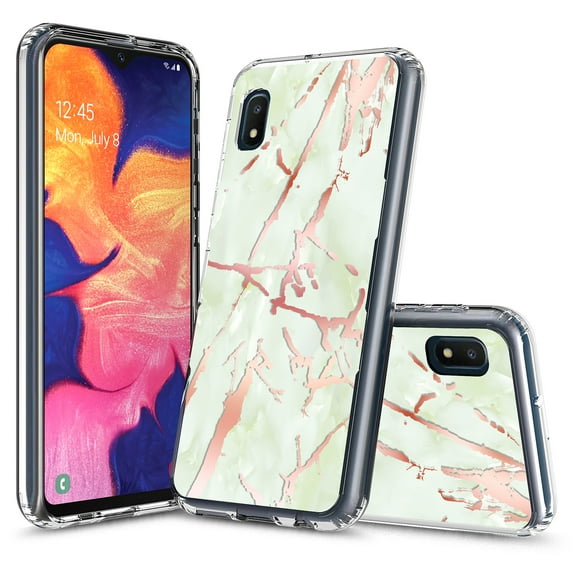 Samsung Galaxy A10E Case, Kaesar Hybrid Bling Glitter Sparkle Laser Green Marble Graphic Fashion Cute Colorful Skin Cover Shockproof Case for Samsung Galaxy A10E