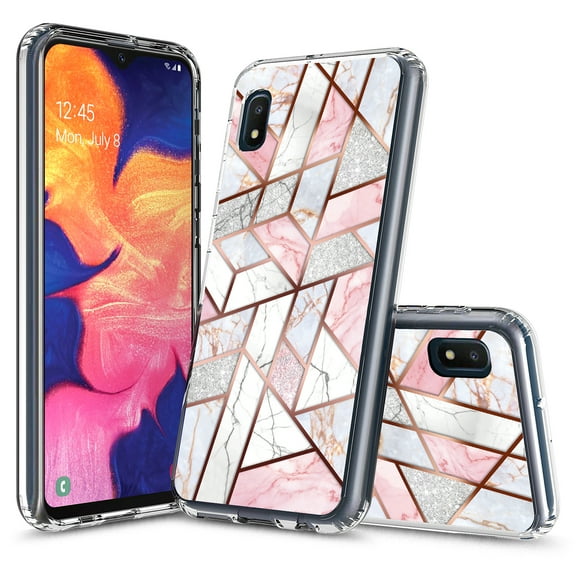 Samsung Galaxy A10E Case, Kaesar Hybrid Bling Glitter Sparkle Laser Polygon Marble Graphic Fashion Cute Colorful Skin Cover Shockproof Case for Samsung Galaxy A10E