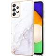thumbnail image 1 of for Samsung Galaxy A11 A21S A14 A24 A34 A54 5G Case, Fashion Slim Luxurious Marbling PC+TPU Phone Case, Bezel Heightened Design Shockproof Protector Cover(White,A24), 1 of 8