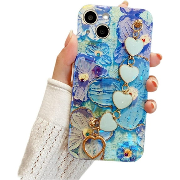 for Samsung Galaxy A11 A51 A71 A33 A52 S A53 A73 4G 5G Protective Cover, Charming Flower TPU Phone Case with Creative Bracelet, Exquisite Shockproof Shell case for Women and Girl(Blue A,A52 4G/5G)