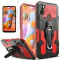 thumbnail image 1 of Samsung Galaxy A11 Case, Dual Layers [Combo Holster] And Built-In Kickstand Bundled with [Temerped Glass Screen Protector] Hybird Shockproof (Red), 1 of 3