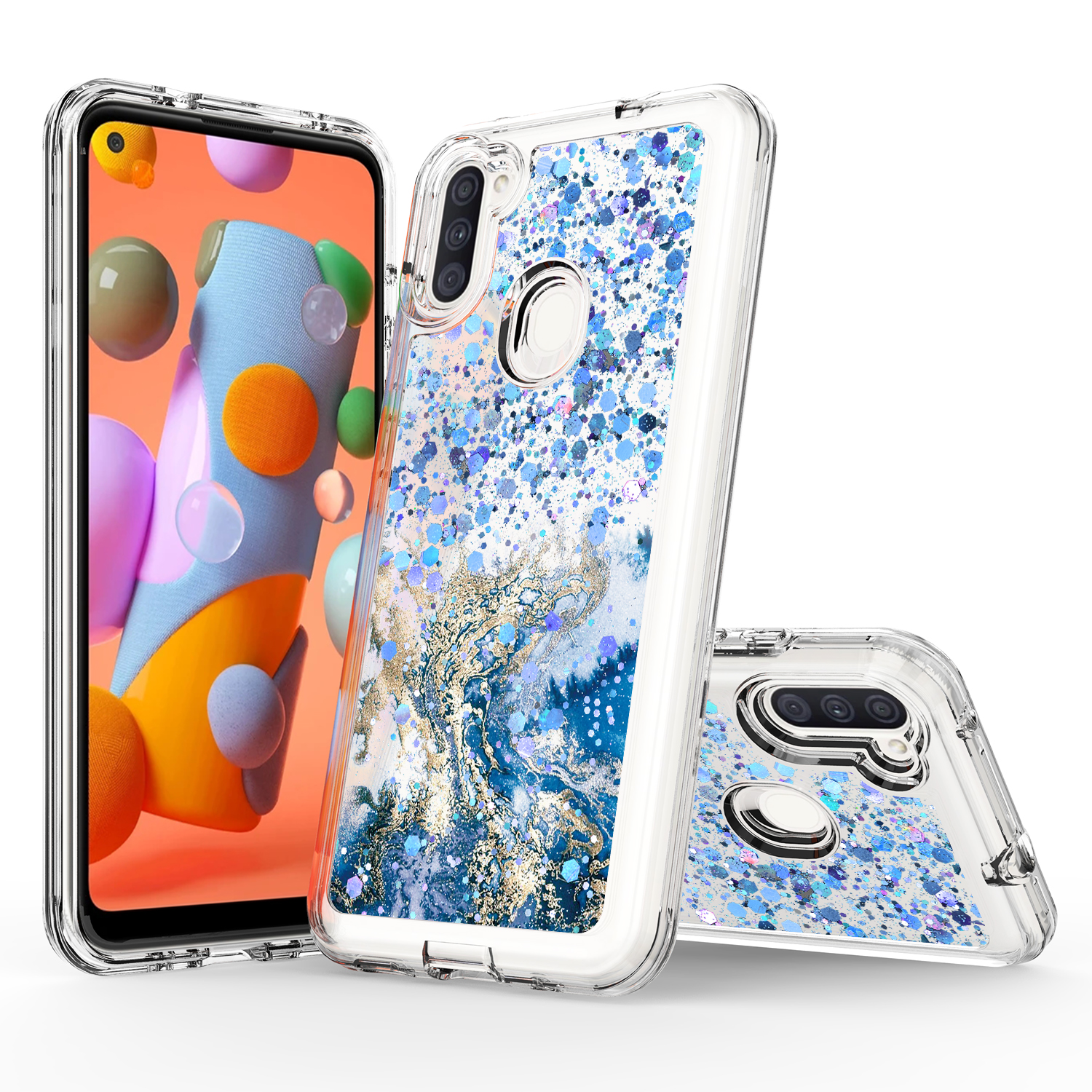 Samsung Galaxy A11 Case Rosebono Hybrid Bling Glitter Sparkle Epoxy 