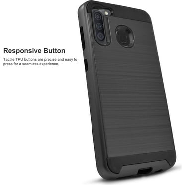 Samsung Galaxy A11 Phone Case, 2-Piece Style Hybrid Shockproof Hard Case Cover (Black)