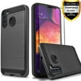 thumbnail image 1 of Samsung Galaxy A11 Phone Case, 2-Piece Style Hybrid Shockproof Hard Case Cover with Temerped Glass Screen Protector (Black), 1 of 7