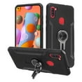 thumbnail image 1 of Samsung Galaxy A11 Phone Case Ring Stand Hybrid Rugged Heavy Duty Armor Rubber 2 layers with Car Air Vent Grip Mount Rotation Ring Holder fit Magnetic Car Mount [BLACK] Cover for Samsung Galaxy A11, 1 of 5