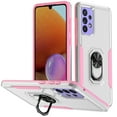 thumbnail image 1 of for Samsung Galaxy A12 4G Armor Case with Camera Lens Slide Protection [Military Grade Drop Tested] for Magnetic Car Mount Ring Holder Kickstand Protective Heavy Duty Phone Case,White+Pink, 1 of 8