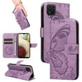 thumbnail image 1 of for Samsung Galaxy A12 5G Case Wallet for Women, Flip Folio Cover with Butterfly Pattern PU Leather Stand Card Holder Slots Wrist Strap Protective Phone Case for Samsung Galaxy A12 5G, Purple, 1 of 8