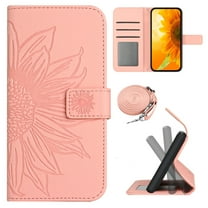 for Samsung Galaxy A12 5G Wallet Case, Flip Case PU Leather Soft TPU Embossed Folio Magnetic Adjustable Kickstand Crossbody Strap Cover Card Slots Fall Prevention Case for A12 5G, Pink