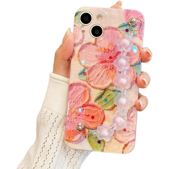 for Samsung Galaxy A12 A22 A32 A13 A23 A42 4G 5G Protective Cover, Fashion Charming Flower Soft TPU Phone Case with Creative Bracelet, Exquisite Shockproof Shell for Women and Girl(Red B,A42 5G)
