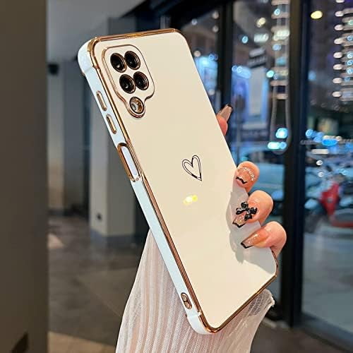 Samsung Galaxy A12 Case, Camera Protection, Love Hearts Pattern, Silicone Case Cell Phone Case for Samsung Galaxy A12, White