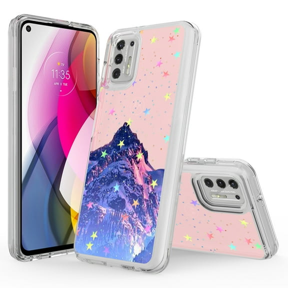 Samsung Galaxy A12 Phone Case, Rosebono Hybrid Bling Glitter Sparkle Epoxy Graphic Colorful Silicone Skin Cover Armor Case for Samsung Galaxy A12 (Mountain)