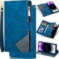 thumbnail image 1 of for Samsung Galaxy A13 (4G)/A13 (5G) Matte Suede Leather Phone Case Wallet Handbag, Patchwork Folio Flip Cover Kickstand Zipper Pocket Pouch, 2 Layered Card Holder Slot, Magnetic Buckle, Wrist Rope, 1 of 8