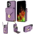 thumbnail image 1 of for Samsung Galaxy A13 4G Case Wallet with Shoulder Strap for Women - Crossbody Lanyard,Zipper Pocket,Credit Card Holder,Shockproof - Metal Buckle Closure Premium PU Leather Case, Purple, 1 of 10