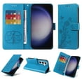 thumbnail image 1 of For Samsung Galaxy A13 4G Case Wallet, Stylish Flower Butterfly Embossed PU Leather Flip Cover Stand Shockproof Cards Slots Hand Wrist Phone Case for Samsung Galaxy A13 4G, Blue, 1 of 11
