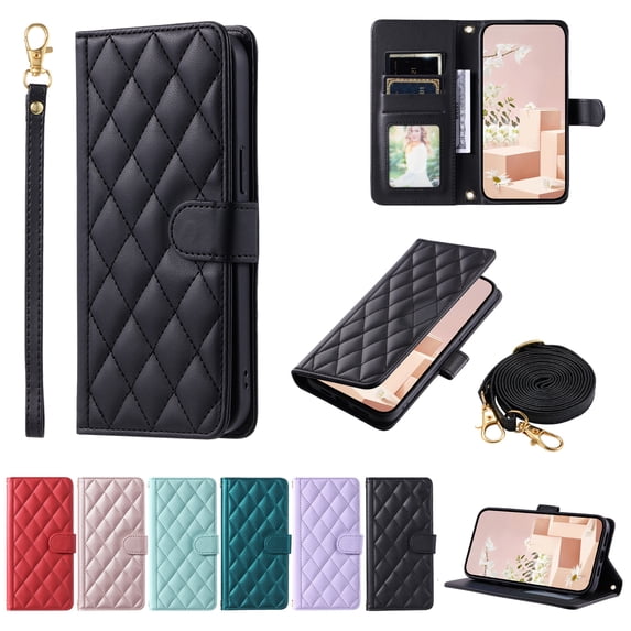 for Samsung Galaxy A13 4G Elegant Phone Case Wallet Pocket with Card Holder for Women,Crossbody Strap Case for Samsung Galaxy A13 4G with Strap Lanyard,Magnetic Flip Leather Case,Black