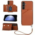 thumbnail image 1 of for Samsung Galaxy A13 4G Wallet Case with Card Holder Case with RFID Blocking Card Slots, Double Magnetic Clasp Durable Shockproof Kickstand Detachable Wrist Strap Cover,Brown, 1 of 8