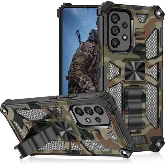 for Samsung Galaxy A13 5G/4G Camo Case with Kickstand, Galaxy A04s Case Military Grade Shockproof Phone Cover for Samsung Galaxy A13 5G/A04S Camouflage Army Green